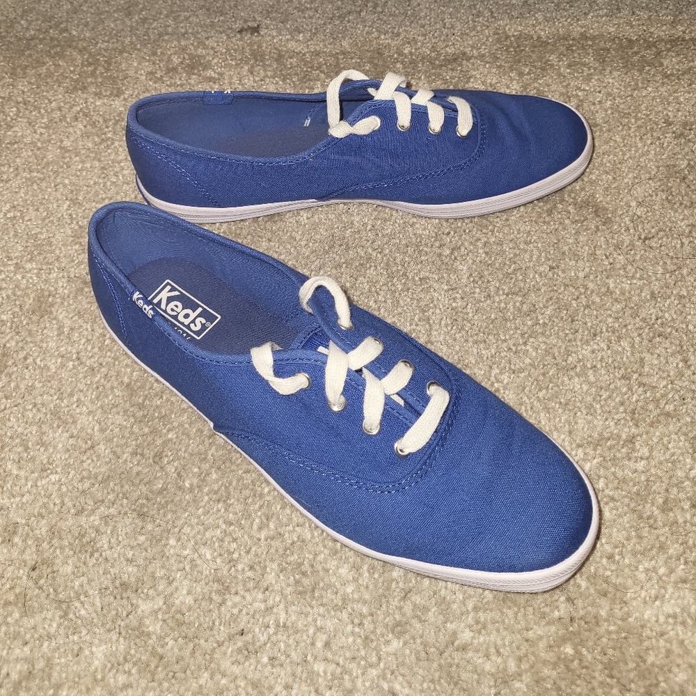 Keds Royal Blue Low Top Canvas Sneakers with White Laces